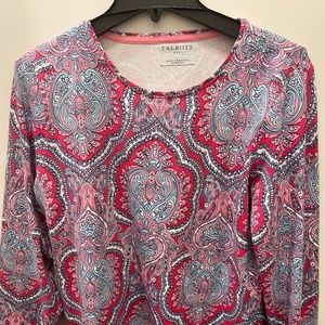 Talbots Paisley Crew Neck Long-sleeved Tee